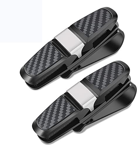 Nothers Brillenhalter Auto,2 Stück Brillenhalter für Auto Sonnenblende,180° Rotational Sonnenbrillenhalterung Auto,Sonnenbrillen Brillen mit Kartenkarten Clip
