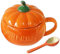 Eplze YBK Tech Tasse à café en céramique, motif citrouille, tasse à soupe, tasse à café, grande tasse à thé, lait avec couvercle, 27.5oz (Tasse + Cuillère)