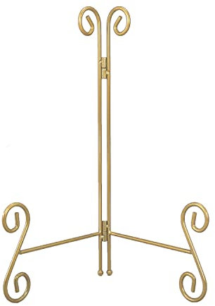 QIMOND Tellerständer zum Ausstellen, 25,4 cm Tellerhalter, Ständer für Display, goldene Eisenplatte, Staffelei für Fotos, Bilderrahmen, Kochbücher, Karten und dekorative Teller (1 Stück)