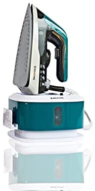 BEHOME Ferro da Stiro con Caldaia a Vapore Continuo e Piastra in Ceramica 2250W Capacità 1,5L | Filtro Anticalcare Incluso Base Avvolgicavo Colore Grigio Scuro, Bianco e Ottanio