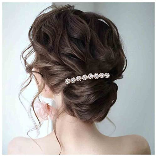 Yheakne Kristall Braut Haarkamm Gold Strass Haarteil Hochzeit Kopfschmuck Seitenkamm Haarschmuck für Braut und Brautjungfern (Gold)