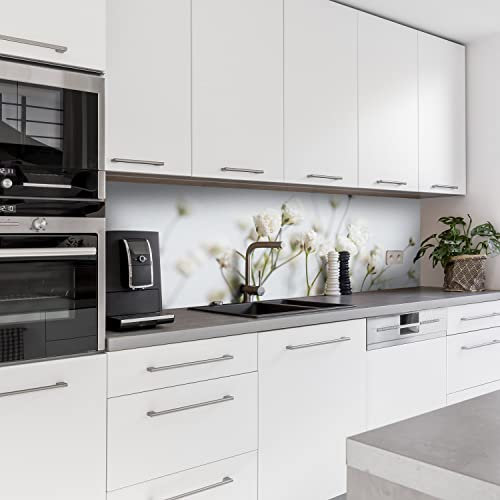 Dedeco Küchenrückwand Motiv: Blumen V6, 3mm Acrylglas als Spritzschutz für die Küchenwand Wandschutz Dekowand wasserfest, 3D-Effekt, alle Untergründe, 220 x 60 cm