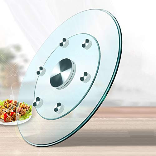 ZAKSEM Plato Giratorio Lazy Susan de Cristal para Comedor Plato Giratorio Grande de Cristal Templado Bandeja giratoria giratoria de 360° con Ruedas auxiliares/No Inclinado/ø 24/28/31/35/3