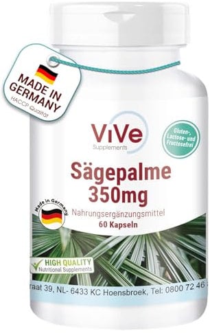 Sägepalme-Extrakt 350 mg - 60 Kapseln - Vegan - 25% Fettsäuren | Qualität aus Deutschland von ViVe Supplements
