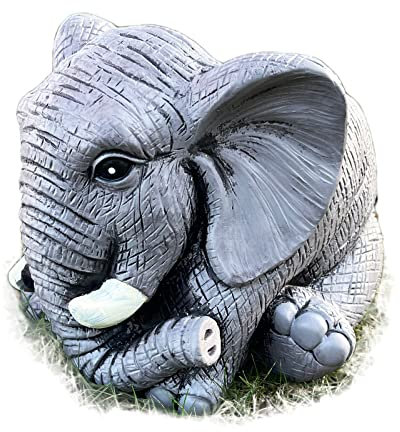 Darthome Cement Elephant Planter Drainage Hole Grey African Animal Outdoor Plant Pot Gift