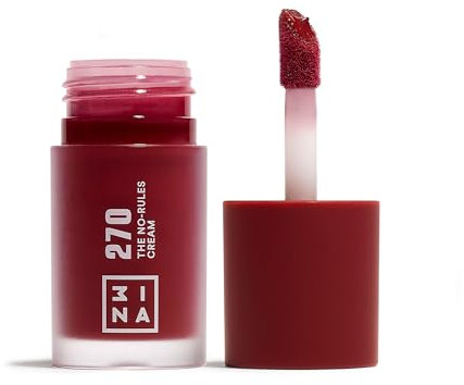 3INA MAKEUP - The No-Rules Cream 270 - Sattes Weinrot - Liquid Blush für Augen Lippen Wangen - Rouge mit Süßmandelöl - Cream Blusher für Natürliches und Leuchtendes Finish - Vegan - Cruelty Free