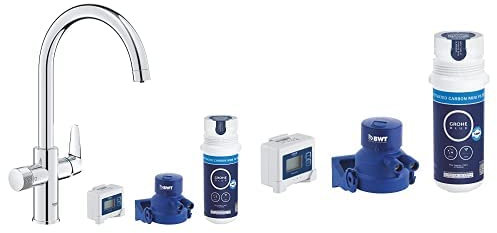 Set grifo de cocina Grohe Blue Pure Startcurve con recambio de filtro de carbón activo