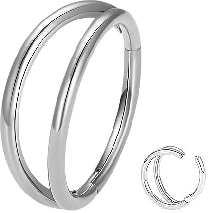 ESHIONER G23 Titan Hypoallergen Nasenring Silber Gold Septum Piercing Helix Ring Knorpel Ringe Tragus Conch Piercing Ring Nostril Piercing 16G Dicke 8MM Nasenpiercing 1 Stück