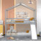 I0I&I0I Kinderbett Hausbett - Niedriges Etagenbett mit Rutsche (Grau)