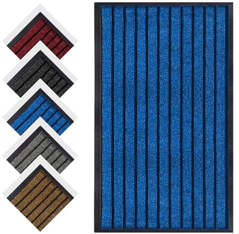 Aspire Homeware Blue Door Mat 60cm x 90cm – Indoor Outdoor Mats Dirt Trapper Anti Slip Rubber Mat Washable Super Absorbent Heavy Duty Doormats
