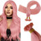RUNATURE Bonding Extensions Echthaar Rosa 40cm Menschliches Haar Extensions Echthaar Bondings Rosa U Tip Extensions Echthaar Gerade Haarverlängerung 20g #Pink