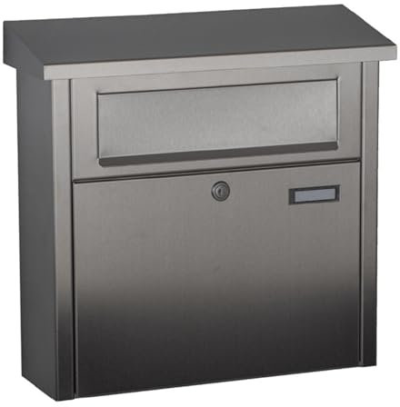 Heibi Briefkasten Big Box Edelstahl geschliffen 47,5x15,7x46 cm DIN C4 quer mit Öffnungs-Stopp