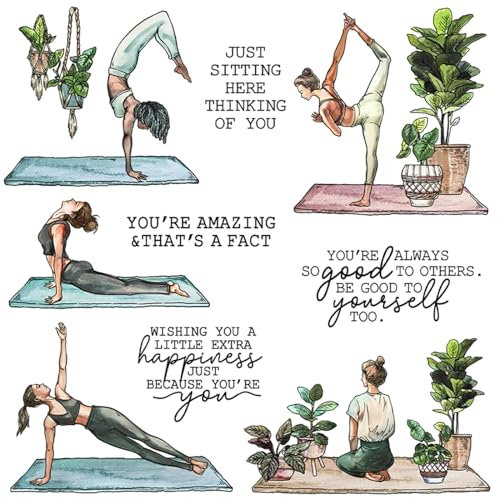 Yoga-Stanzformen und Stempel-Sets für Kartenherstellung, DIY, Scrapbooking, Entspannung, Sport, Yoga, Frauen, Metall-Stanzformen und transparente Stempel-Sets für Papierbasteln, Yoga, Übungen,