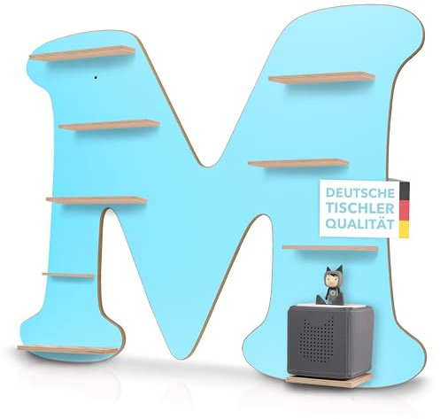 MilaCasa Tonibox Wandhalterung mit Buchstabe (A - Z) - Wandregal für Toni - Tonibox Regal Kinderzimmer-Buchstabe - Kinder Regal - Tischlereiqualität aus Deutschland