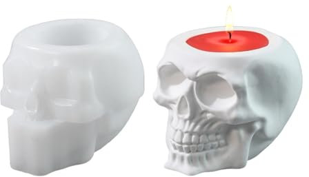 Silikonform mit Totenkopf-Kerzenhaltern, Kerzen, Tassen, Gips, Kerzenhalter, Behälter, Dekorationen, Untersetzer, Harzformen