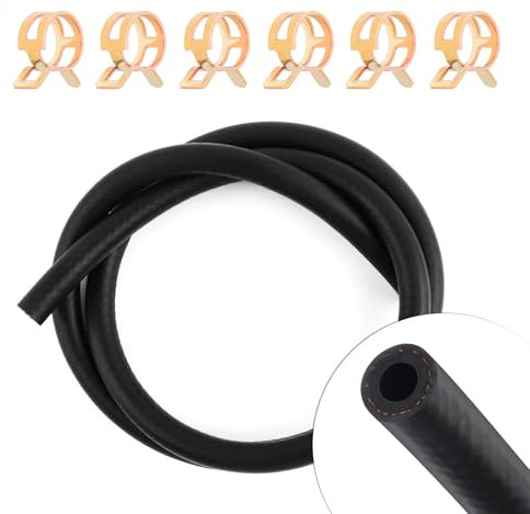 6mm Tubo Gasolina con 6 Piezas Abrazaderas de Combustible,1m Moto Gasolina Tubo para el Transporte de Combustible/Gasóleo,Universal Goma Gadgets Coche para Coche SUV Camión