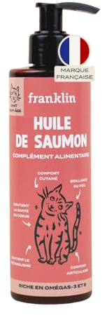 FRANKLIN – Huile de Saumon pour Chat – Riche en Oméga 3 et 6 – 250 ML