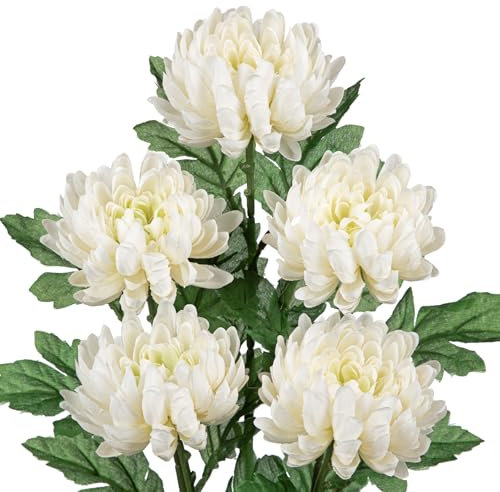 Arborus 5 STK Kunstblumen für Vase 58 cm Chrysantheme Künstliche Blüten mit Stiele Dekozweige Fake Zweige für Blumenarrangement auf Esstisch Nachttisch Teetisch im Essimmzer Schlafzimmer Wohnzimmer