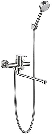 WuDLi Waschbecken-Badewannenhahn, Verlängerungs-Mischbatterie für heißes und kaltes Wasser, Duschhahn aus Edelstahl, Badezimmer-Duschset, Unterputz-Mischventil mit Handbrause