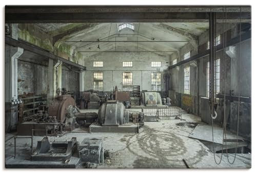 ARTLAND Wanddeko Leinwand Bilder Wandbild 90x60 cm Industry Industrial Deko Lost Places Architektur Kraftwerk U5IV