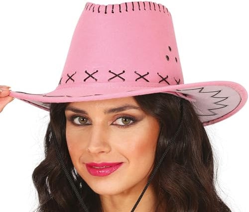 FIESTAS GUIRCA | Cappello da Cowboy Similpelle (Taglia Unica) - Accessorio per Costume per Feste del Vecchio West, Texas e Carnevale - Ideale per Cosplay e Halloween - Per Adulti Unisex - Rosa