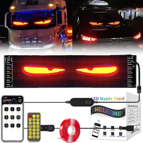 Lumières Yeux de Diable pour Voitures, Grand écran LED Flexible programmable, Yeux LED pour Voiture, écran Doux avec contrôle par Application pour Camion, Voiture, Magasin, fête, Bar, hôtel