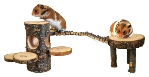 PatPatPet Hamster Klettern Hölzernen Stand Plattform, Holz Spielplatz Hamster Spielen & Kauen Spielzeug, Natürliche Holzbrücke Käfig Dekoration Für Zwerghamster, Syrer Hamster, Rennmaus, Maus, Ratte