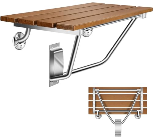 28 Wall Mounted Folding Shower Seat Stainless Steel Frame for Space Saving