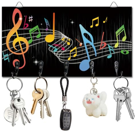 DELORIGIN Schlüsselhalter Schlüsselhaken An Der Wand Montiert Schlüsselbrett Aus Holz Musiknote Hausschlüsselhalter Für Wand Dekorative Tür Eingangsbereich Flur Küche Neues Zuhause Geschenk