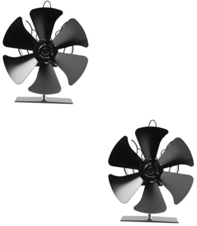 TOPPERFUN 2 Stück Thermallüfter Hitze Herdfan Heizlüfter Für Holzbrenner Holzofen Fans Lüfter Für Herd Brennergebläse Fans Für Blockbrenner Black Aluminium