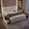 okwish Polsterbett 160x200 cm Doppelbett, Stauraumbett mit 4 Schubladen, Funktionsbett Gepolstertes Bettgestell mit Kopfteil LED-& USB Typ-C Anschlus, Samt Beige - Ohne Matratze