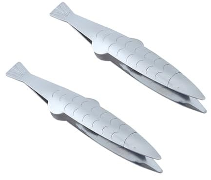 BESPORTBLE 2Pcs Stainless Steel Fishbone Tweezers for Food Hair Removal Ergonomic Kitchen Tools for Easy Fish Bone and Pig Hair Extraction Cooking Utensils Multi Purpose Tweezer