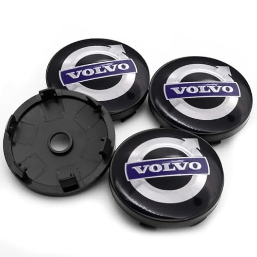 WQIUTT 4 Stück Auto Radnabenkappen für Volvo 60MM Nabendeckel Radnabendeckel Felgendeckel Felgenkappen Wheel Caps Nabenkappen Radkappe Radnabenabdeckung,A