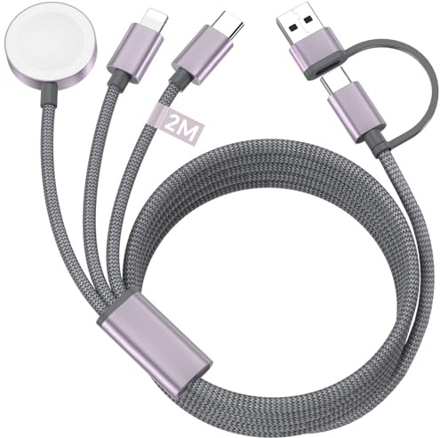 3 in 2 Caricatore per Apple Watch e iPhone, 2M Cavo Apple Watch Carica AppleWatch Charger Caricabatterie pour iWatch Series 11 10 9 8 7 6 5 4 3 2 SE Ultra, iPhone 17 16 15 14 13 12 11 Pro Max/Plus