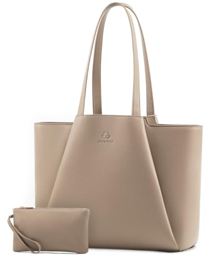 LOVEVOOK Handtasche Damen 17,3 Zoll Laptoptasche, Shopper Tasche Leder Tote Bag Women Aktentasche Lehrertasche mit Laptopfach, Wasserdicht Schultertaschen Umhängetasche für Lehrertasche Büro Schule