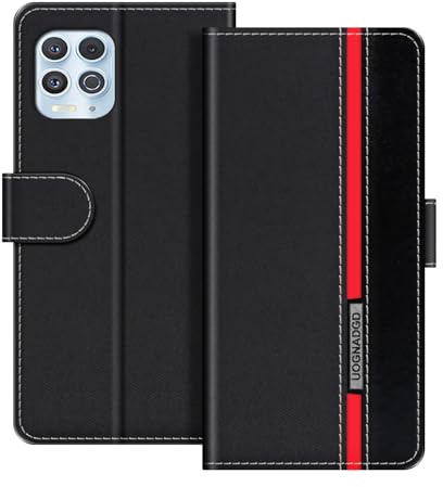UOGNADGD Lederhülle Kompatibel mit Motorola Moto Nio Klappbares Portemonnaie-Case mit Magnetverschluss Ständer und Kartenfächern stoßfestem Schutz (Schwarz)
