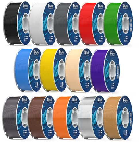 Gryddle Lot de 14 rouleaux de filament PLA pour imprimante 3D 1,75 mm (1 kg par rouleau), poids total de 14 kg, haute précision dimensionnelle et faible odeur, convient aux débutants, compatible avec