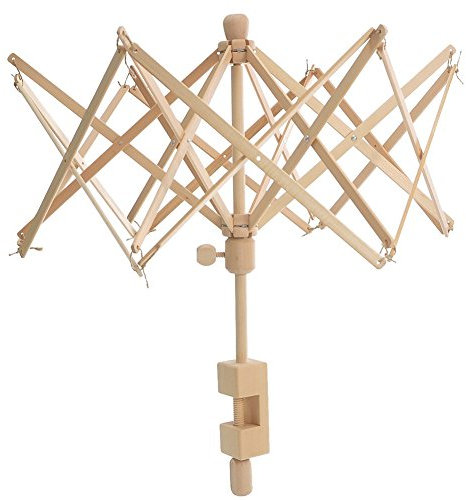 HOUSWEETY Holzhaspel Wolle Wickler 24 Schirmhaspel für Wolle und Garn