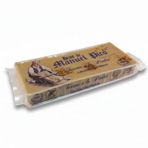 Figli di Manuel Picó – Torrone “a la Piedra” Artigianale 300 g – Con Mandorla Marcona 60% – Senza Glutine – Prodotto Gourmet e Tradizionale – Realizzato a Jijona (Spagna)