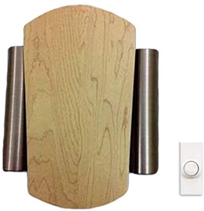 Desa 76 Pine Wireless Battery-Operated Doorbell Chime | 50m Range Traditional Mechanical Bar Door Chime | Doorbell Push Button, Front-Door Bell with LED Indicator | Ding Dong Door Chimes & Bells