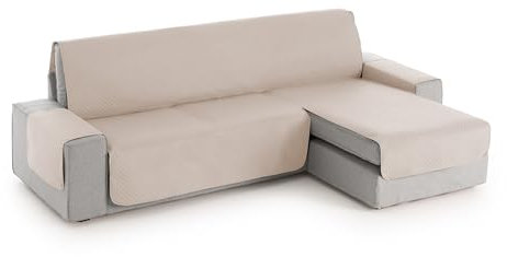 Textil-home Adele Chaiselongue Sofabezug, Beschützer für Rechtsarm Gesteppte Sofas. Größe -240cm. Farbe Beige (Vorderansicht)