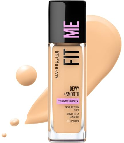 Maybelline New York Fit Me Dewy + Smooth Foundation Make-up, 128 Warm Nude, 1 Fl. Oz (1 Stück)