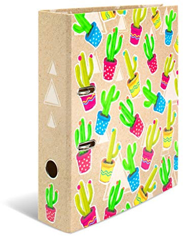 HERMA 19391 Ordner A4 Tropical Kakteenfamilie, 7 cm breit, Motiv Aktenordner aus Pappe mit Innendruck für Schule und Büro, stabiler Kinder Ringordner aus Karton für Jungen und Mädchen