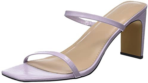 The Drop Avery Sandalia de tacón alto con dos correas y puntera cuadrada para Mujer, Lila, 38.5 EU