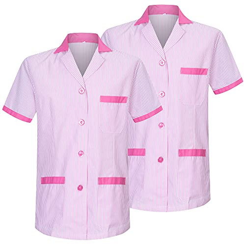 MISEMIYA - Pack*2-Camisa Camisetas Mujer Medica Mangas Cortas Uniforme Laboral Sanitarios Hospital Limpieza Ref.T820 - XL, Rosa