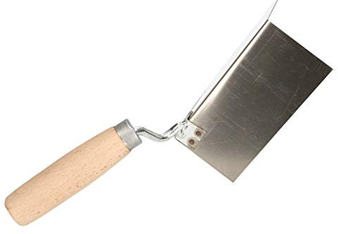 Louche d'angle Kotarbau - En acier inoxydable - 128 mm x 60 mm - Avec poignée en bois - Pour travailler dans les coins extérieurs dans les murs