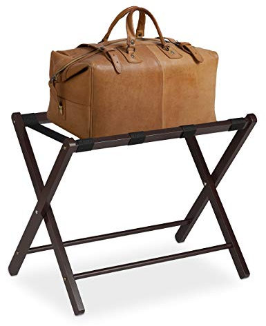 relaxdays Porte-valises Pliant, Support à Bagages, HLP : 54,5 x 66 x 44 cm, Bois, pour hôtel et Maison, Marron