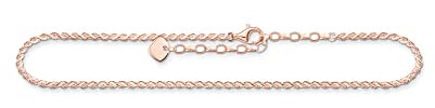 Thomas Sabo Damen Fußkette Silber, 925er Sterlingsilber mit 750er Roségold-Vergoldung, in Kordeloptik, Länge: 22-27 cm, AK0035-415-40-L27V