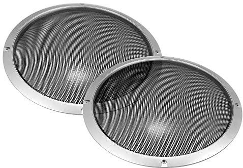 X AUTOHAUX 2 piezas de 25,4 cm para rejilla de altavoz de coche, rejilla redonda, tono plateado