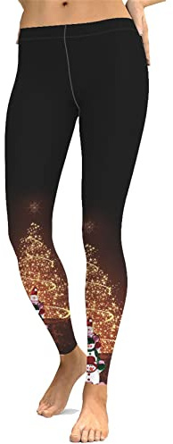 Femmes Gym Pilates Yoga Pantalons, Prints d'arbre de Noël de neige for femmes Leggings 7/8 longueur pantalon de yoga skinny pantalon extensible pantalon coulant Running Fitness Collants Pilates Course